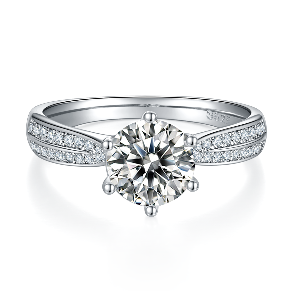 Starlight Queen S925 Silver Plated Platinum Moissanite Diamond Women's Ring 1.5 Carat D-Class